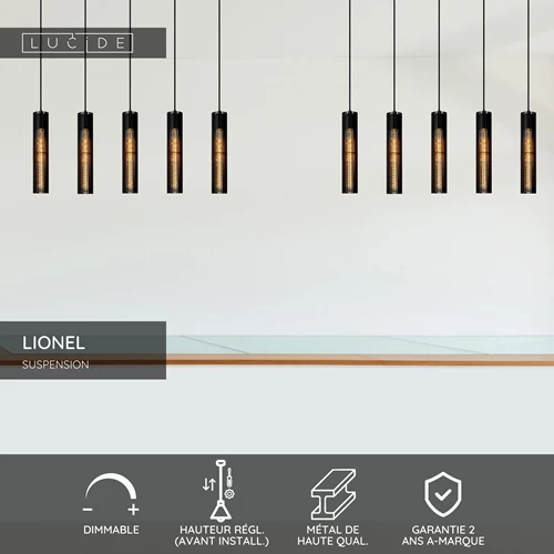 Lucide LIONEL - Suspension - 5xE27 - Noir - USP